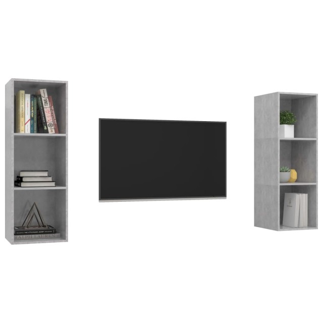Meubles TV muraux 2 pcs Gris béton Bois d'ingénierie
