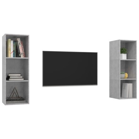Meubles TV muraux 2 pcs Gris béton Bois d'ingénierie