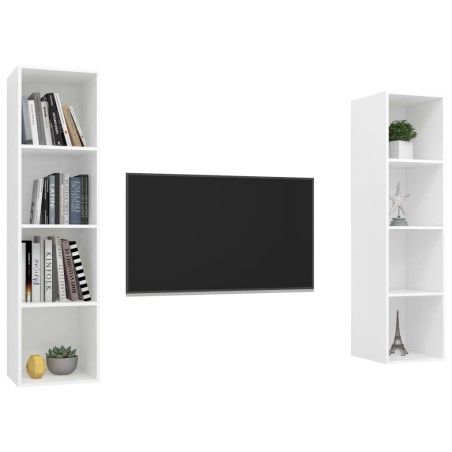 Meubles TV muraux 2 pcs Blanc Bois d'ingénierie