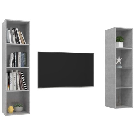 Meubles TV muraux 2 pcs Gris béton Bois d'ingénierie