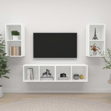 Meubles TV muraux 4 pcs Blanc Bois d'ingénierie