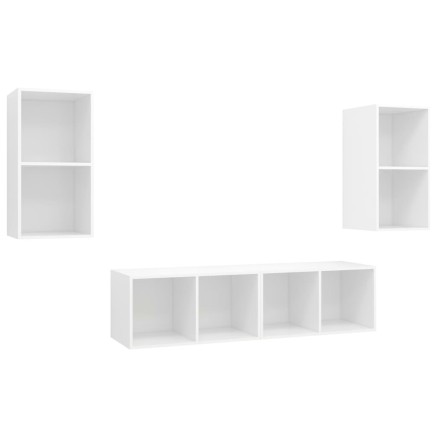 Meubles TV muraux 4 pcs Blanc Bois d'ingénierie 2
