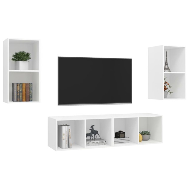 Meubles TV muraux 4 pcs Blanc Bois d'ingénierie