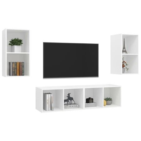 Meubles TV muraux 4 pcs Blanc Bois d'ingénierie