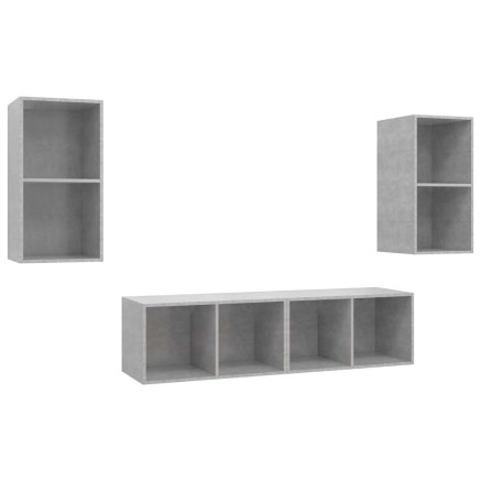 Meubles TV muraux 4 pcs Gris béton Bois d'ingénierie 2