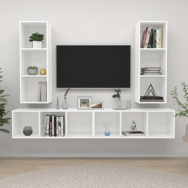 Meubles TV muraux 4 pcs Blanc Bois d'ingénierie