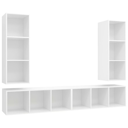 Meubles TV muraux 4 pcs Blanc Bois d'ingénierie 2