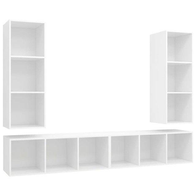 Meubles TV muraux 4 pcs Blanc Bois d'ingénierie