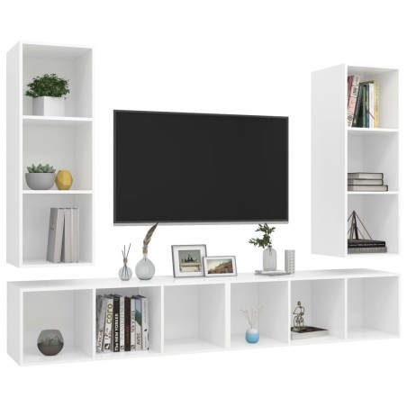 Meubles TV muraux 4 pcs Blanc Bois d'ingénierie