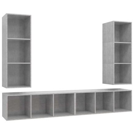 Meubles TV muraux 4 pcs Gris béton Bois d'ingénierie 2