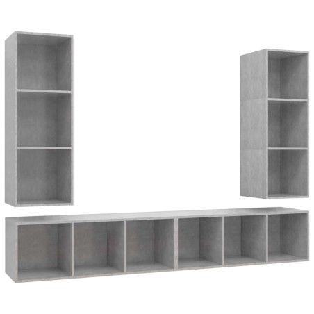 Meubles TV muraux 4 pcs Gris béton Bois d'ingénierie