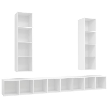 Meubles TV muraux 4 pcs Blanc Bois d'ingénierie 2