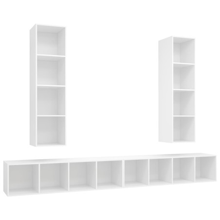 Meubles TV muraux 4 pcs Blanc Bois d'ingénierie