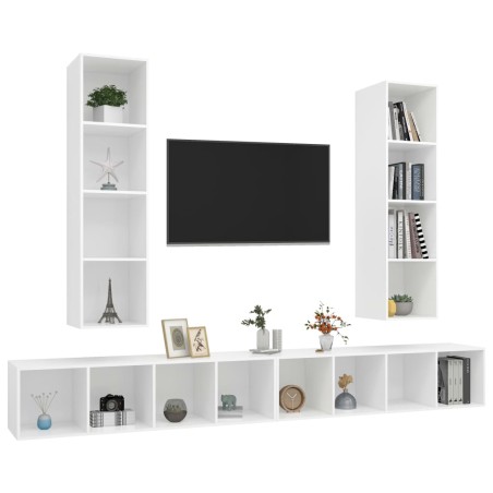 Meubles TV muraux 4 pcs Blanc Bois d'ingénierie