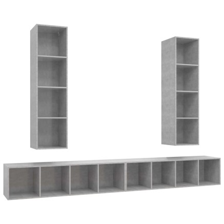 Meubles TV muraux 4 pcs Gris béton Bois d'ingénierie 2