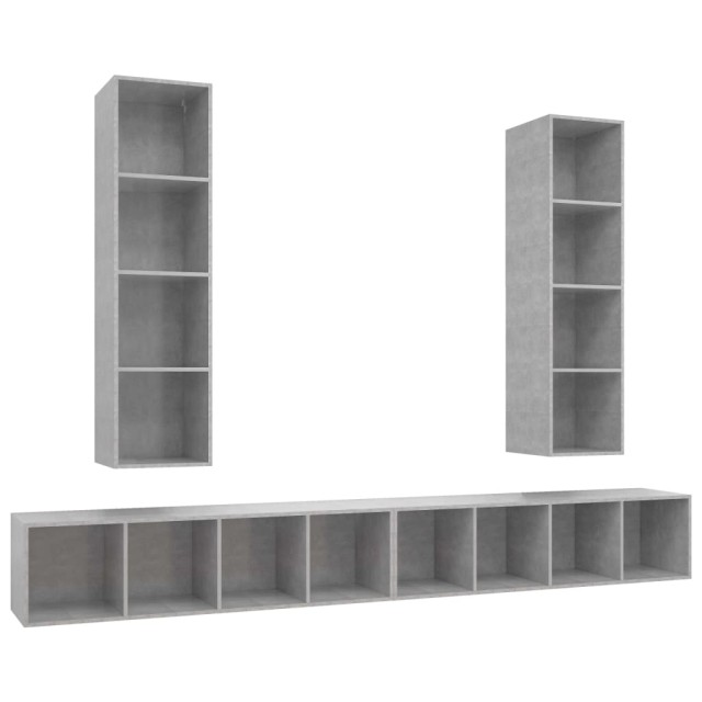 Meubles TV muraux 4 pcs Gris béton Bois d'ingénierie