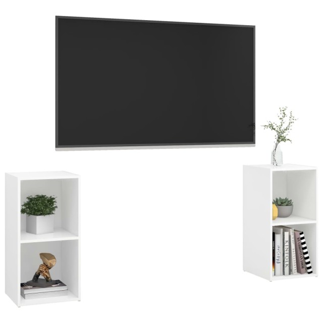 Meubles TV 2 pcs Blanc 72x35x36,5 cm Bois d'ingénierie
