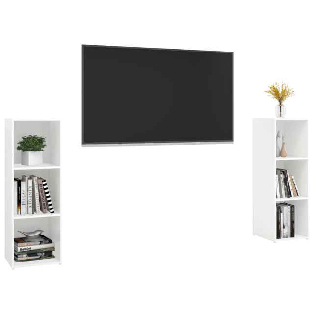 Meubles TV 2 pcs Blanc 107x35x37 cm Bois d'ingénierie