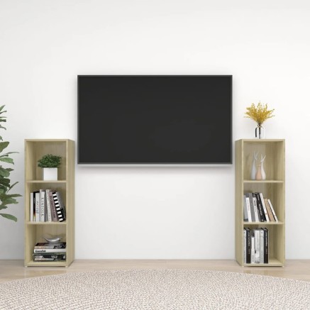 Meubles TV 2 pcs Chêne sonoma 107x35x37 cm Bois d'ingénierie