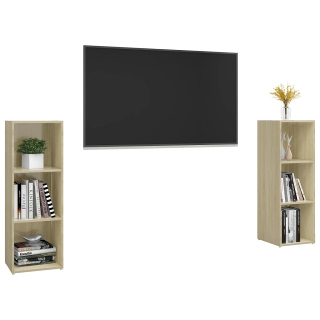 Meubles TV 2 pcs Chêne sonoma 107x35x37 cm Bois d'ingénierie