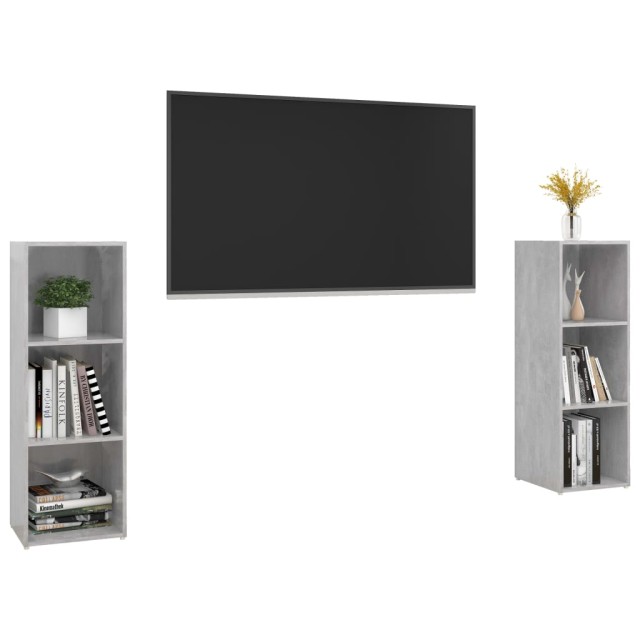 Meubles TV 2 pcs Gris béton 107x35x37 cm Bois d'ingénierie
