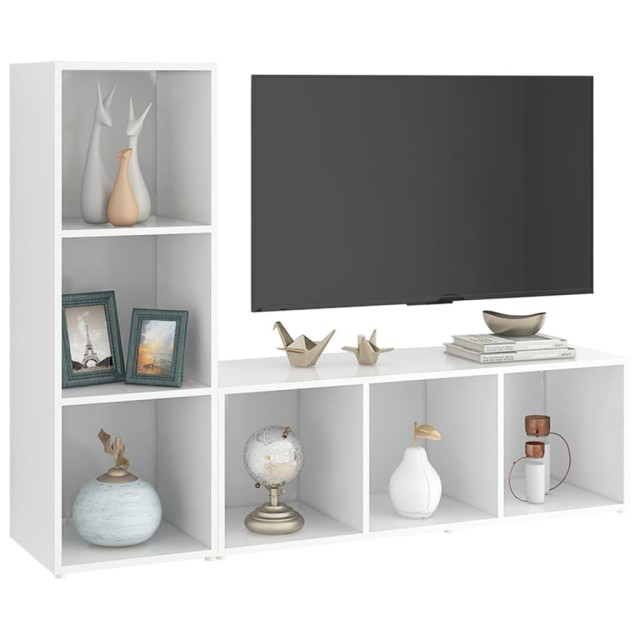 Meubles TV 2 pcs Blanc 107x35x37 cm Bois d'ingénierie