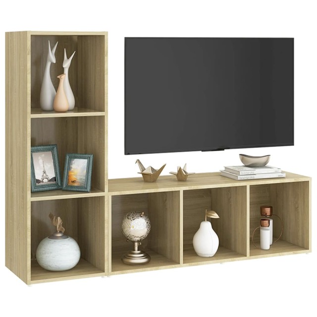 Meubles TV 2 pcs Chêne sonoma 107x35x37 cm Bois d'ingénierie