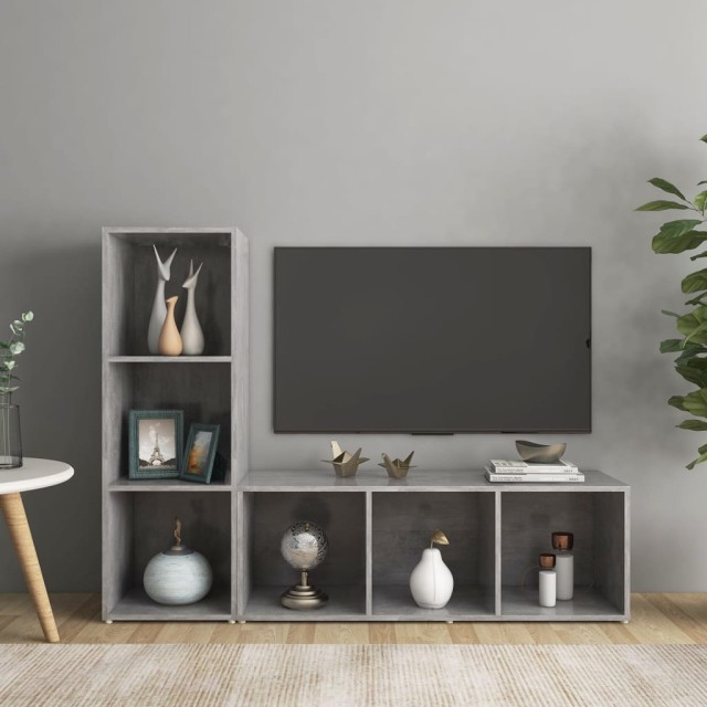 Meubles TV 2 pcs Gris béton 107x35x37 cm Bois d'ingénierie
