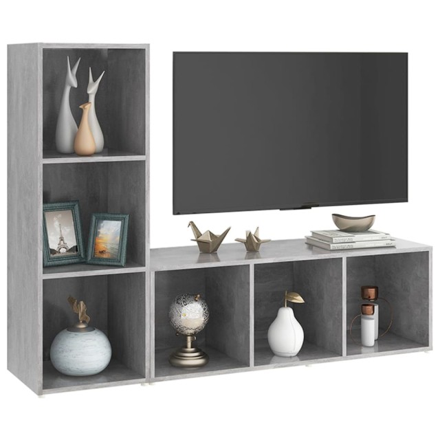 Meubles TV 2 pcs Gris béton 107x35x37 cm Bois d'ingénierie