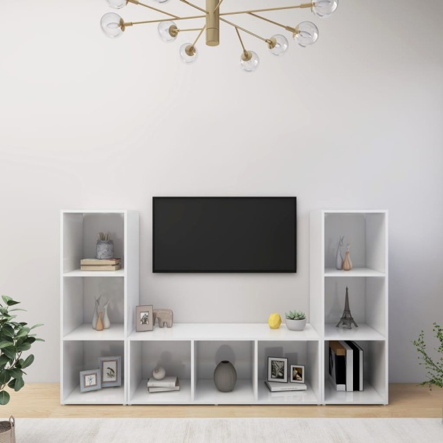 Meubles TV 3 pcs Blanc 107x35x37 cm Bois d'ingénierie