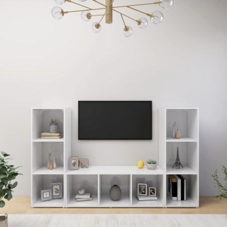 Meubles TV 3 pcs Blanc 107x35x37 cm Bois d'ingénierie