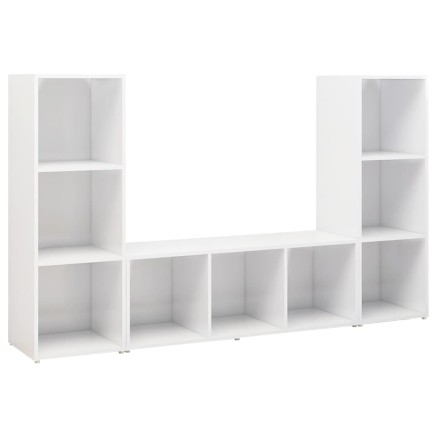 Meubles TV 3 pcs Blanc 107x35x37 cm Bois d'ingénierie 2