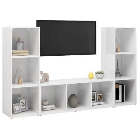 Meubles TV 3 pcs Blanc 107x35x37 cm Bois d'ingénierie