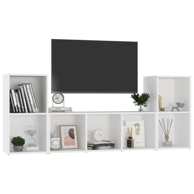 Ensemble de meubles TV 3 pcs Blanc Bois d'ingénierie