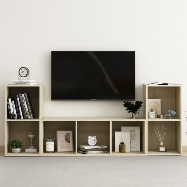 Ensemble de meubles TV 3 pcs Chêne sonoma Bois d'ingénierie