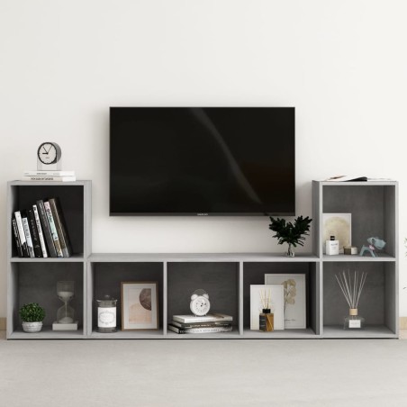 Ensemble de meubles TV 3 pcs Gris béton Bois d'ingénierie