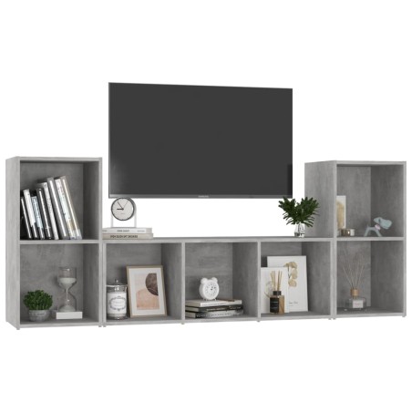 Ensemble de meubles TV 3 pcs Gris béton Bois d'ingénierie
