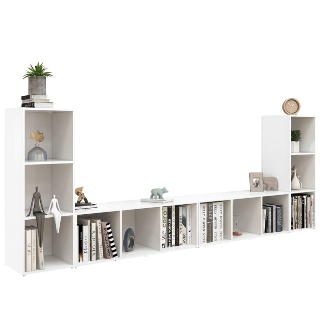 Meubles TV 4 pcs Blanc 107x35x37 cm Bois d'ingénierie