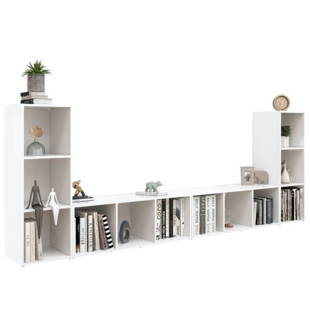 Meubles TV 4 pcs Blanc 107x35x37 cm Bois d'ingénierie