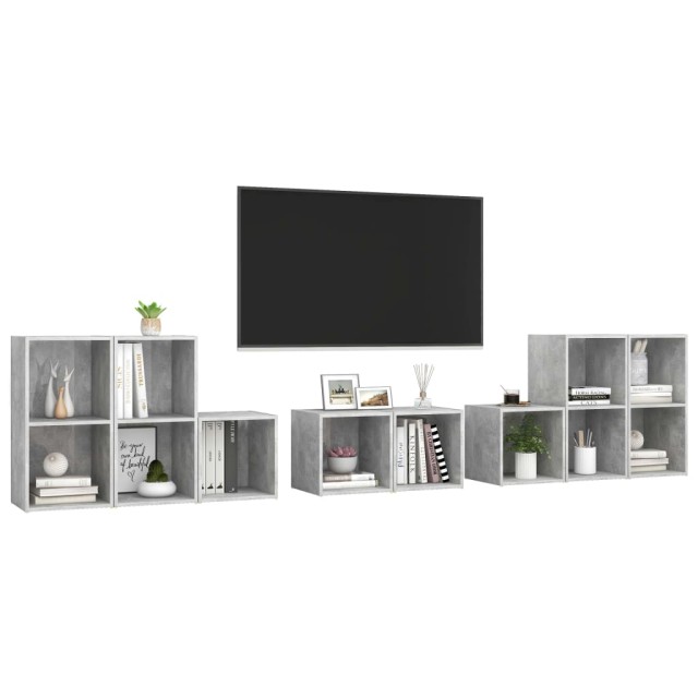 Ensemble de meubles TV 8 pcs Gris béton Bois d'ingénierie