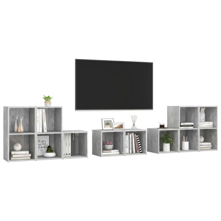 Ensemble de meubles TV 8 pcs Gris béton Bois d'ingénierie