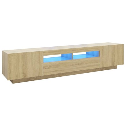 Meuble TV avec lumières LED Chêne sonoma 200x35x40 cm 2