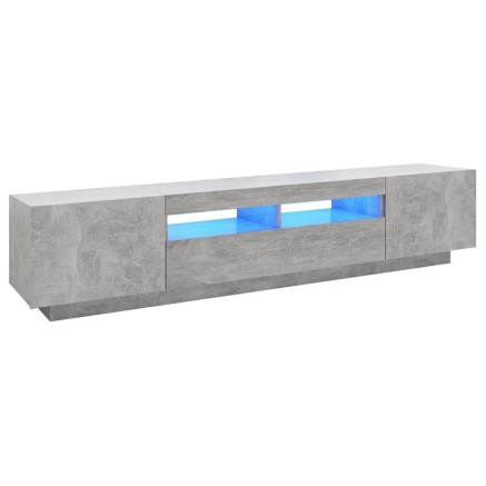 Meuble TV avec lumières LED Gris béton 200x35x40 cm 2