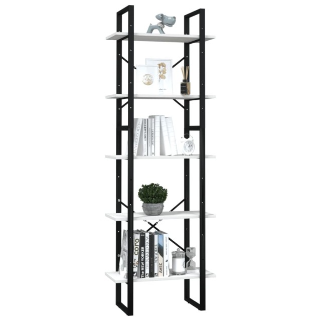 Bibliothèque à 5 niveaux Blanc 60x30x175 cm Bois de pin