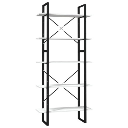 Bibliothèque à 5 niveaux Blanc 80x30x175 cm Bois de pin 2