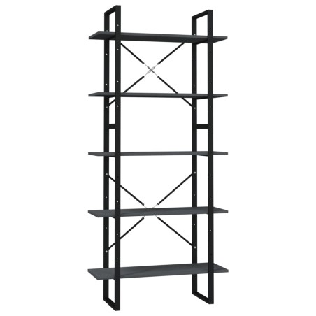 Bibliothèque à 5 niveaux Gris 80x30x175 cm Bois de pin