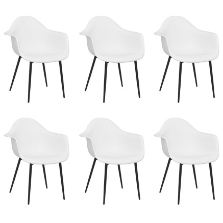 Chaises à manger lot de 6 blanc PP 2