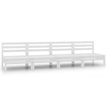 Salon de jardin 4 pcs Blanc Bois de pin massif 2