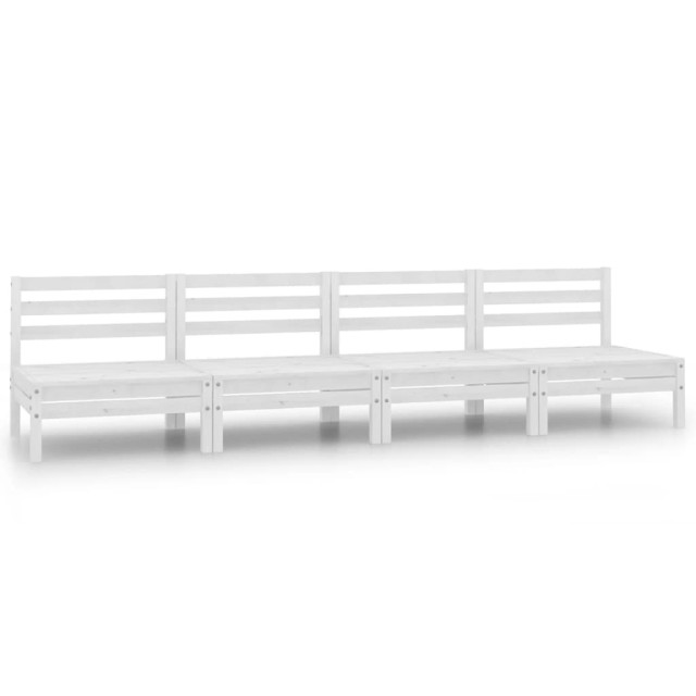 Salon de jardin 4 pcs Blanc Bois de pin massif