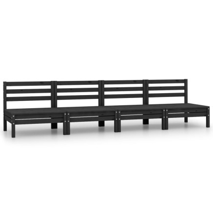 Salon de jardin 4 pcs Noir Bois de pin massif 2